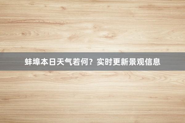蚌埠本日天气若何？实时更新景观信息